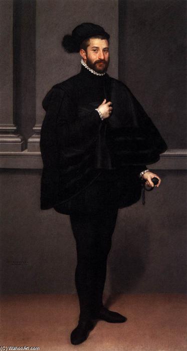 Wikioo.org – La Enciclopedia de las Bellas Artes - Pintura, Obras de arte de Giovanni Battista Moroni - El Caballero Negro