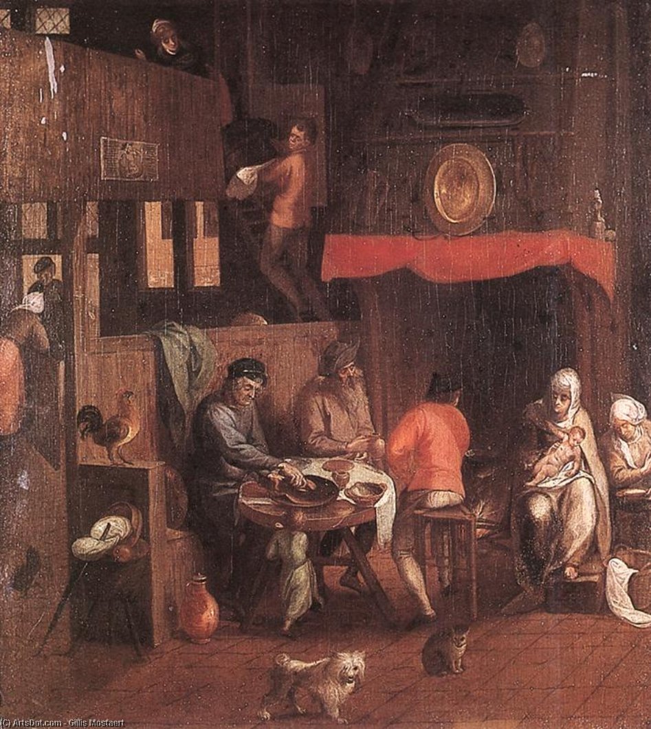 Wikioo.org - The Encyclopedia of Fine Arts - Painting, Artwork by Gillis Mostaert - Netherlandish Household
