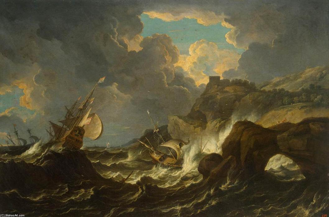 Wikioo.org - สารานุกรมวิจิตรศิลป์ - จิตรกรรม Pieter The Younger Mulier - Storm in the Sea