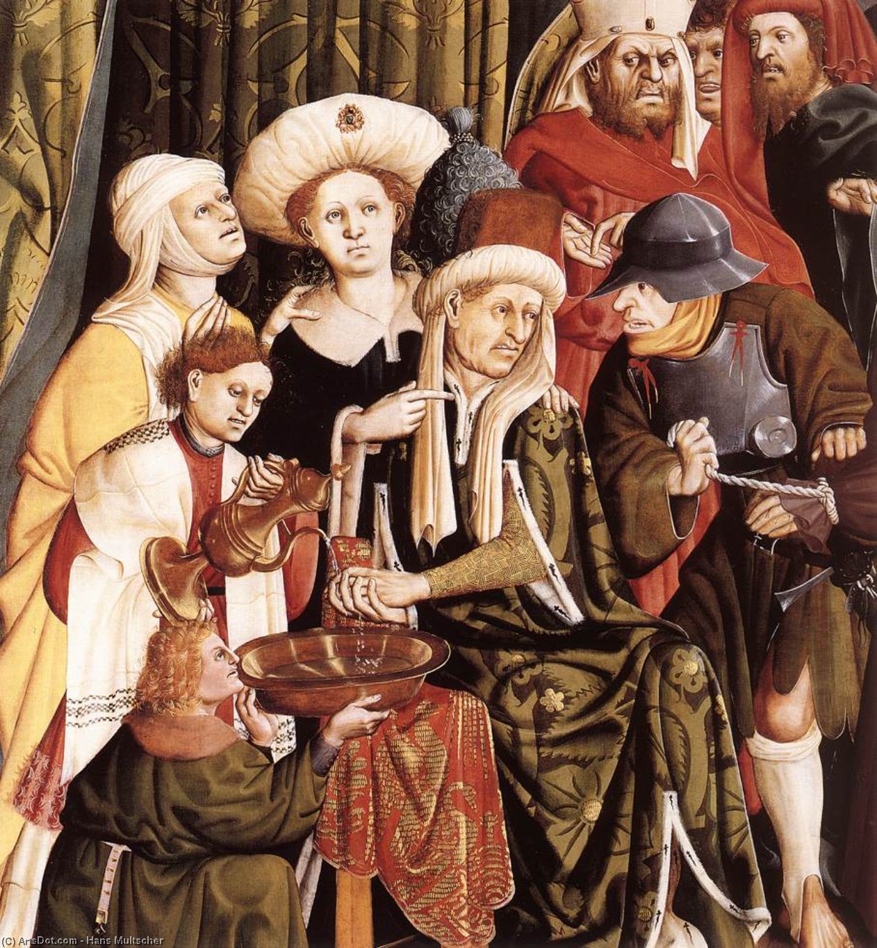WikiOO.org - Encyclopedia of Fine Arts - Lukisan, Artwork Hans Multscher - Christ before Pilate (detail)