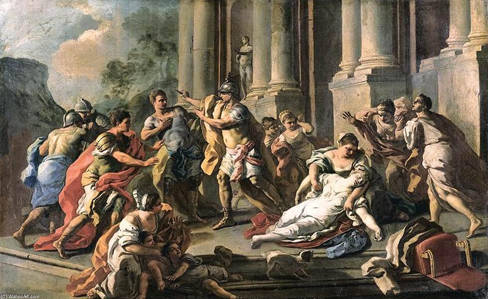 Wikioo.org - สารานุกรมวิจิตรศิลป์ - จิตรกรรม Francesco De Mura - Horatius Slaying His Sister after the Defeat of the Curiatii