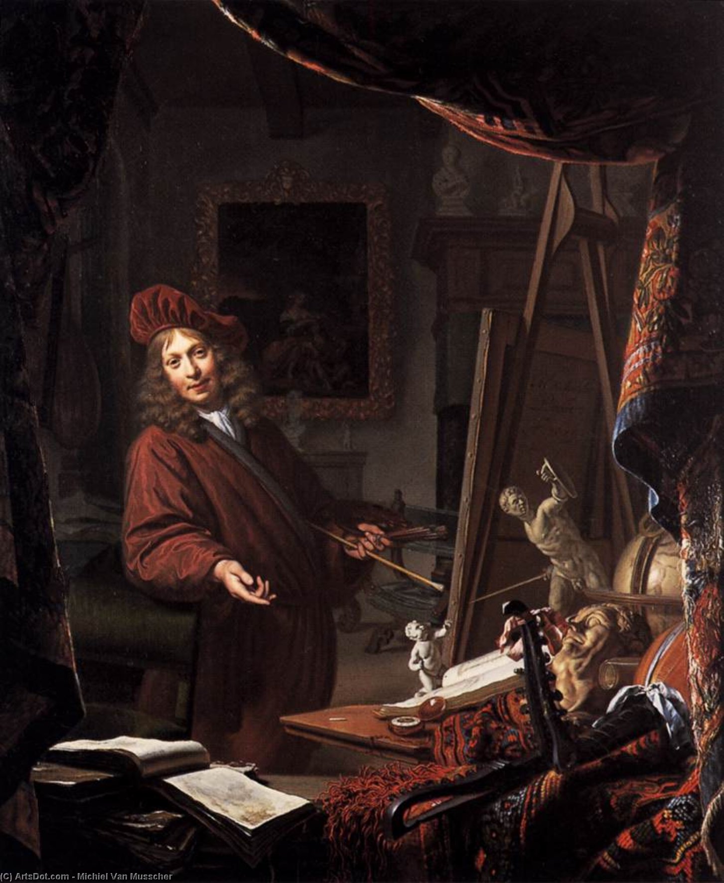 WikiOO.org - Encyclopedia of Fine Arts - Målning, konstverk Michiel Van Musscher - The Painter's Studio