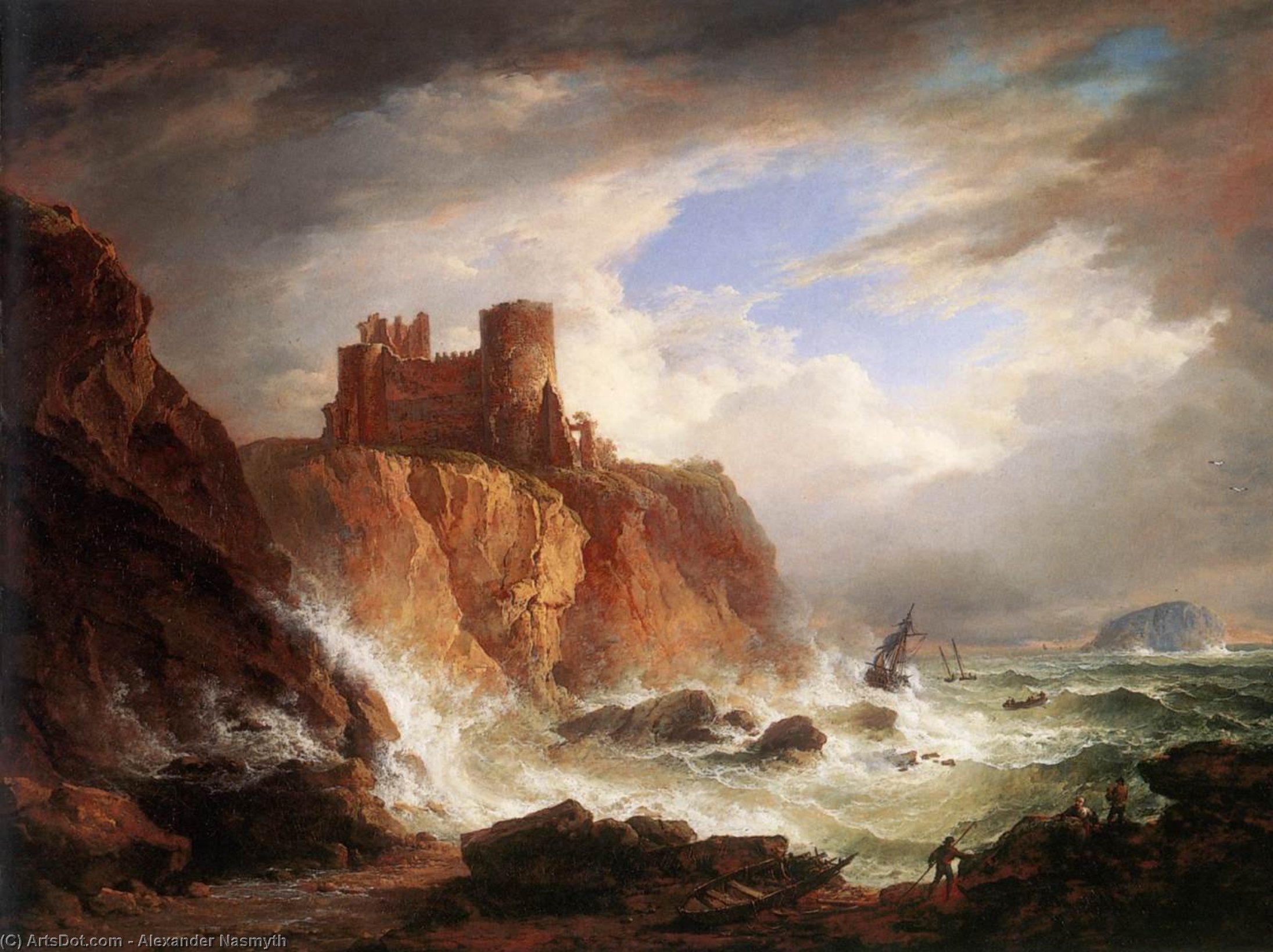 Wikioo.org – L'Enciclopedia delle Belle Arti - Pittura, Opere di Alexander Nasmyth - una vista di Tantallon Castello