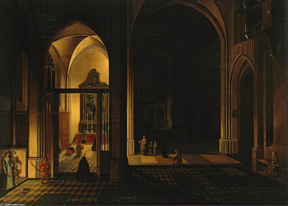 Wikioo.org - The Encyclopedia of Fine Arts - Painting, Artwork by Peeter Neeffs The Elder - Interior of a Gothic Church