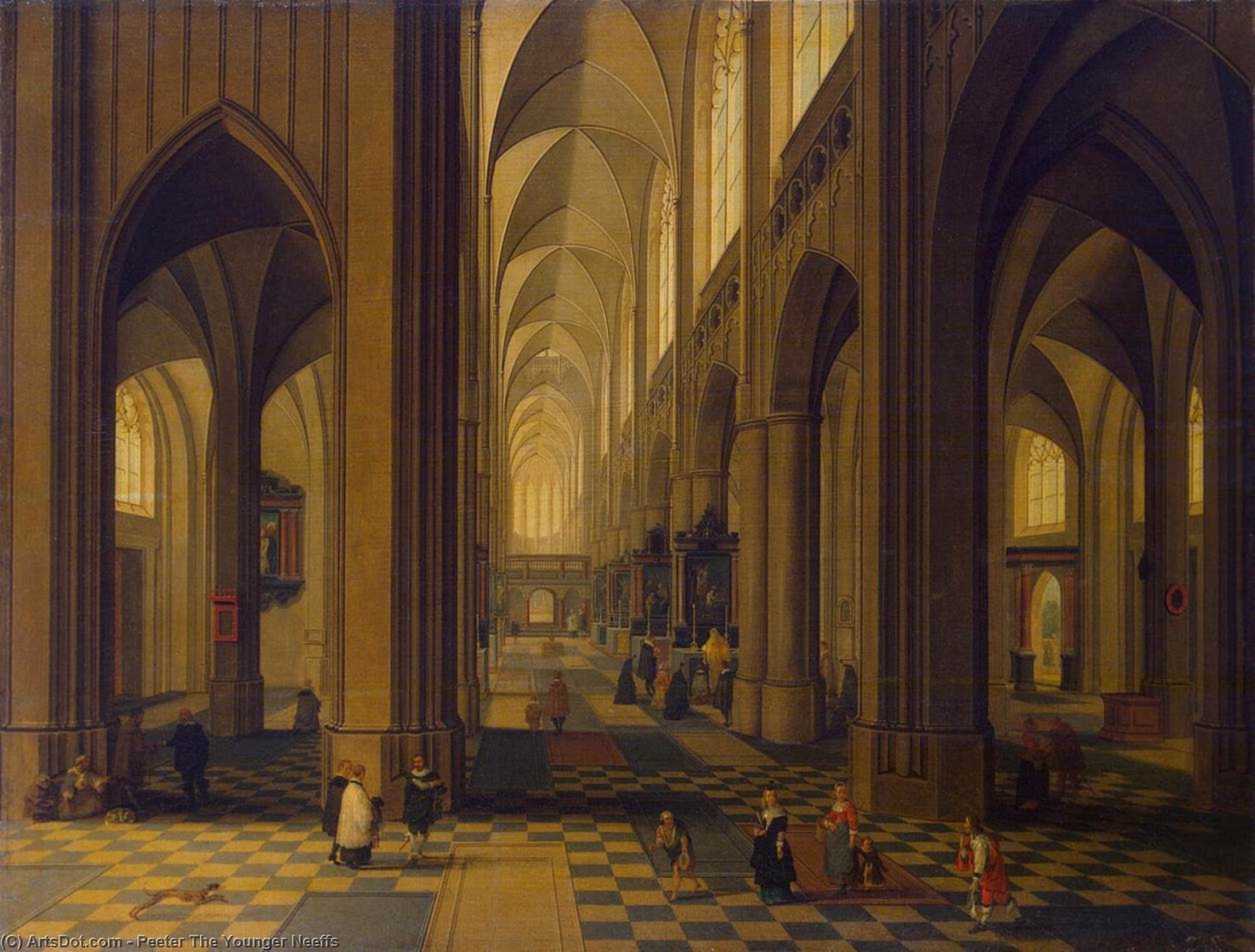 Wikioo.org - The Encyclopedia of Fine Arts - Painting, Artwork by Peeter Neeffs The Younger - Interior of the Antwerp Cathedral