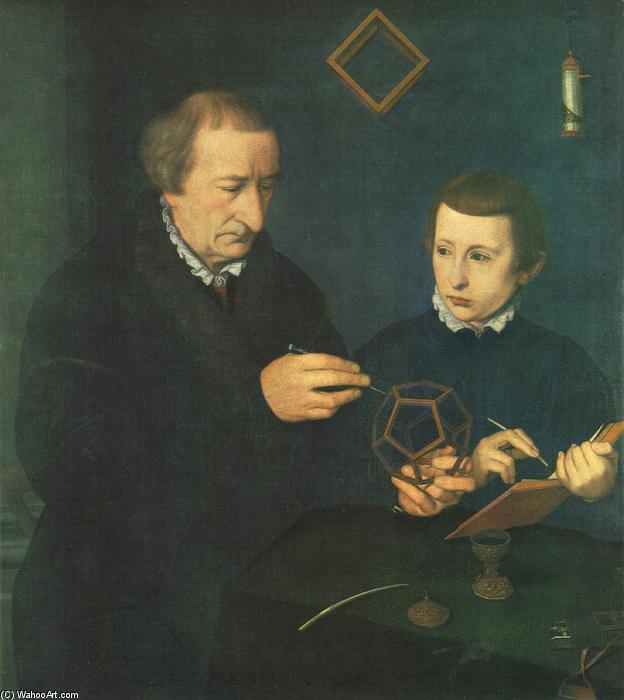 Wikioo.org - The Encyclopedia of Fine Arts - Painting, Artwork by Nicolas Neufchatel - Portrait of Johannes Neudörfer and his Son