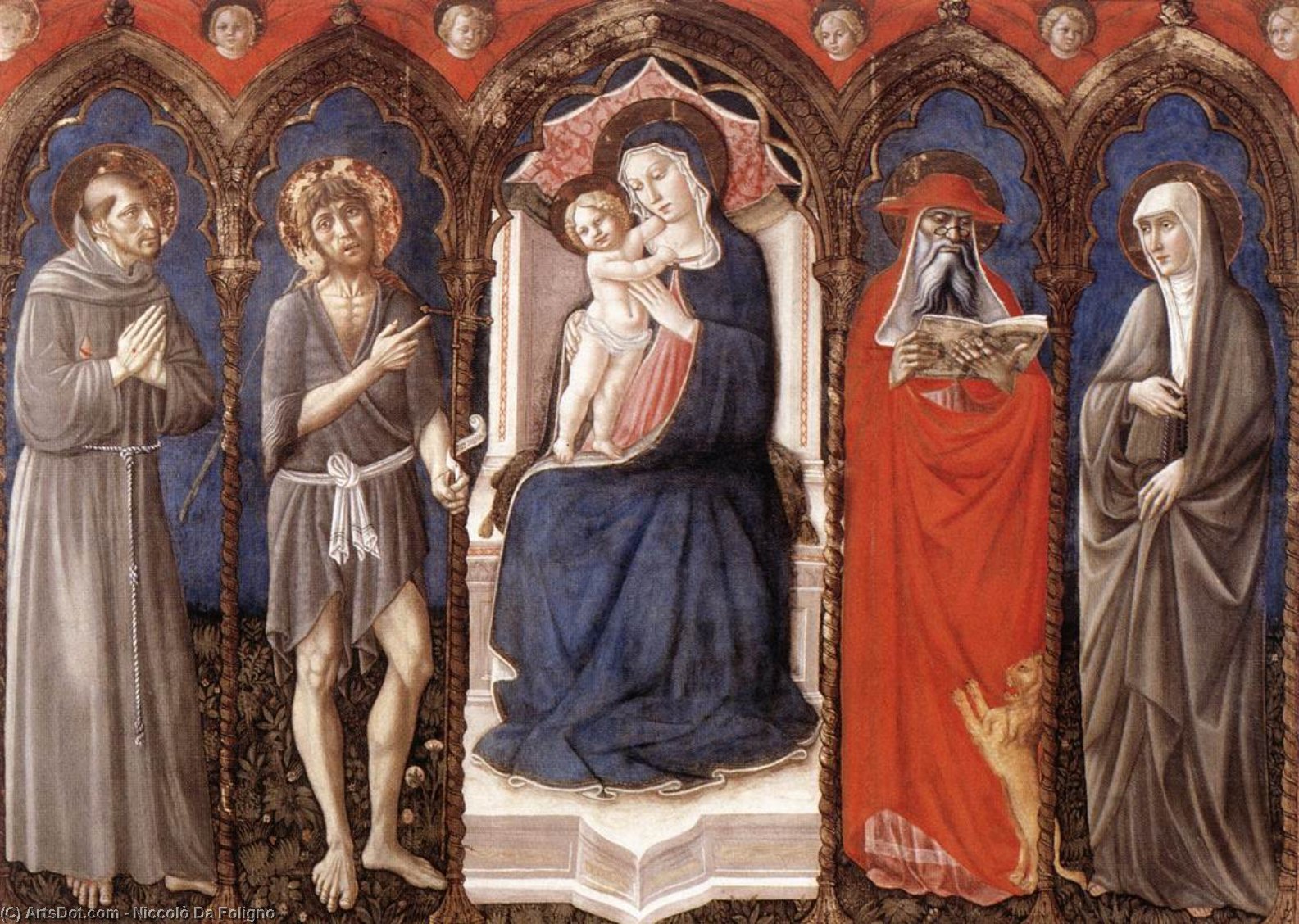 WikiOO.org - Enciklopedija dailės - Tapyba, meno kuriniai Niccolò Da Foligno - Madonna with Child and Four Saints