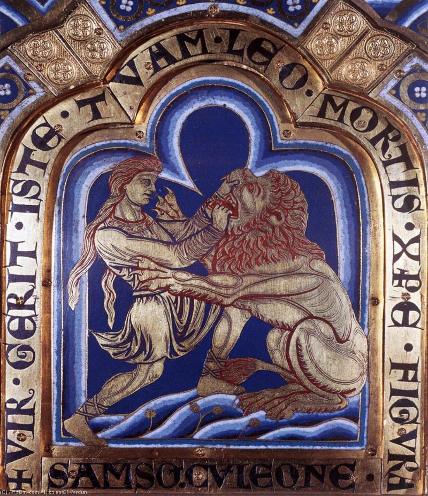 WikiOO.org - Enciclopédia das Belas Artes - Pintura, Arte por Nicolas Of Verdun - Samson and the Lion