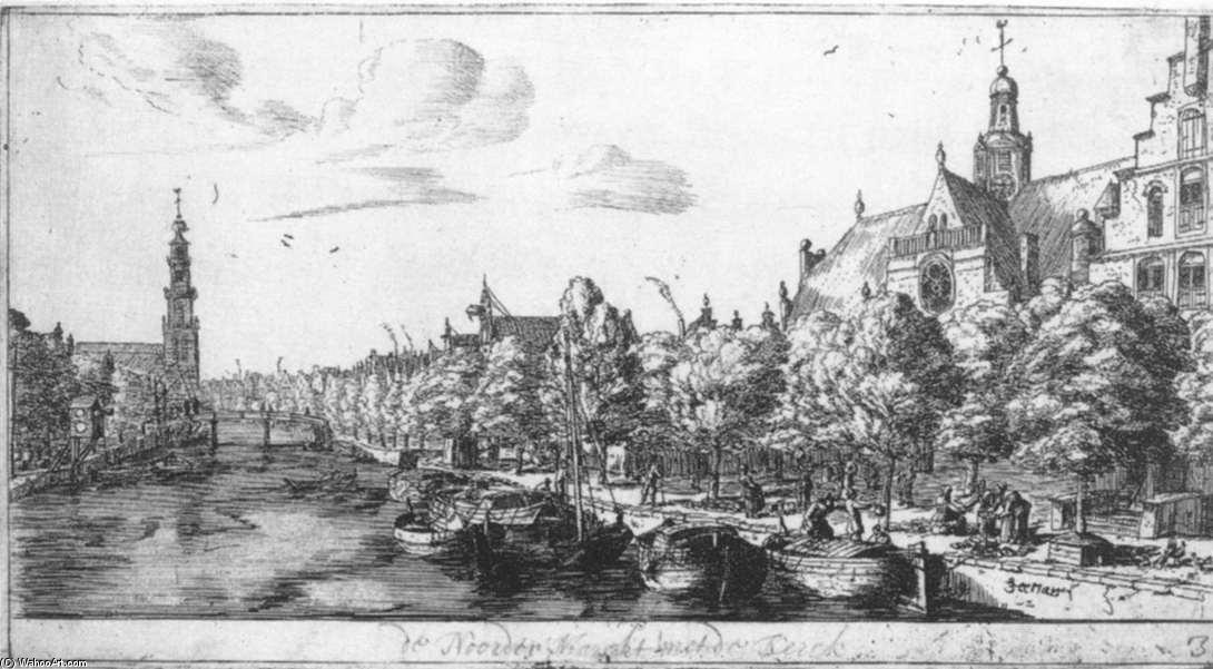Wikioo.org - The Encyclopedia of Fine Arts - Painting, Artwork by Reiner Nooms - The Prinsengracht and the Noorderkerk at Amsterdam