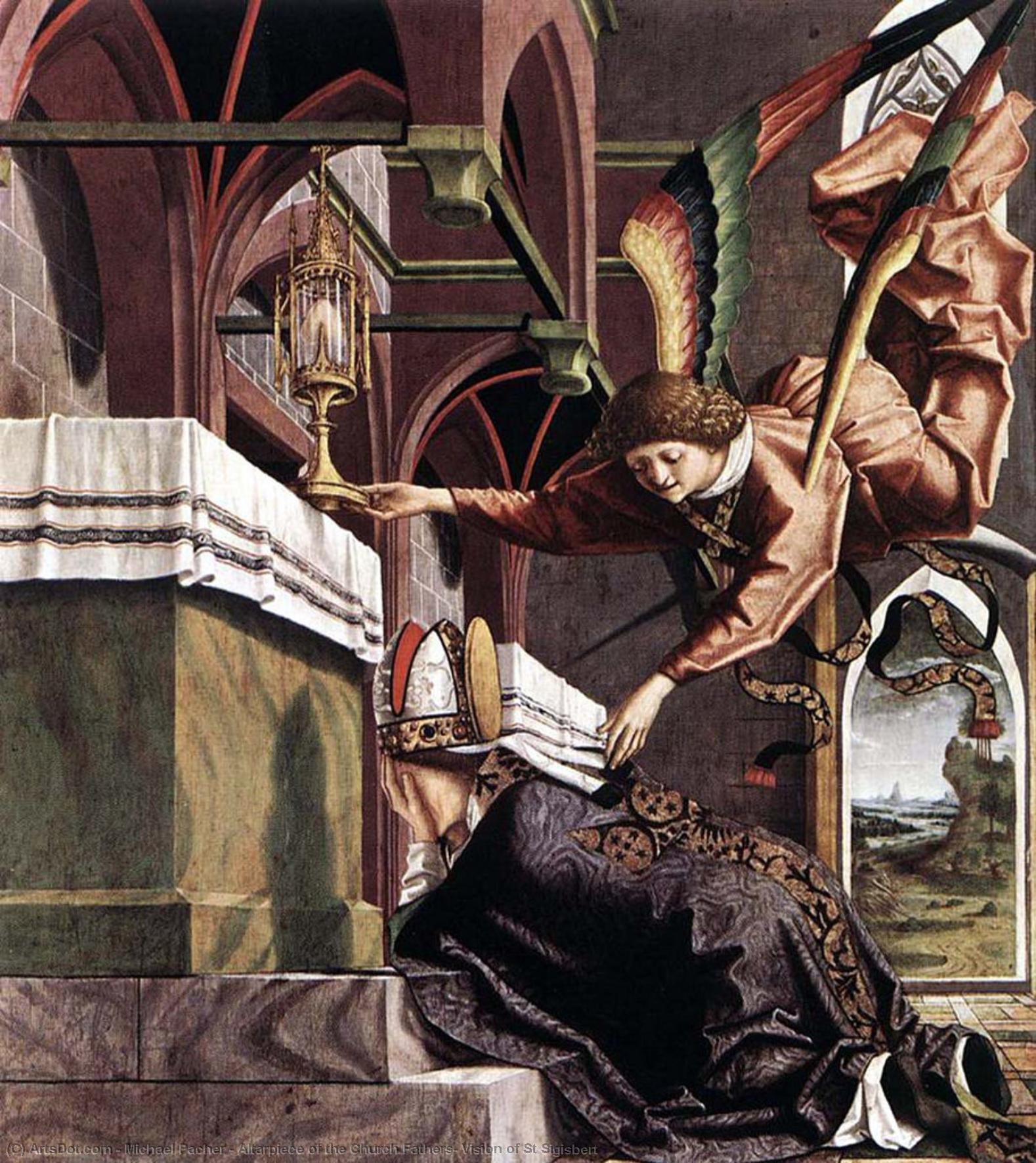 WikiOO.org - Encyclopedia of Fine Arts - Lukisan, Artwork Michael Pacher - Altarpiece of the Church Fathers: Vision of St Sigisbert