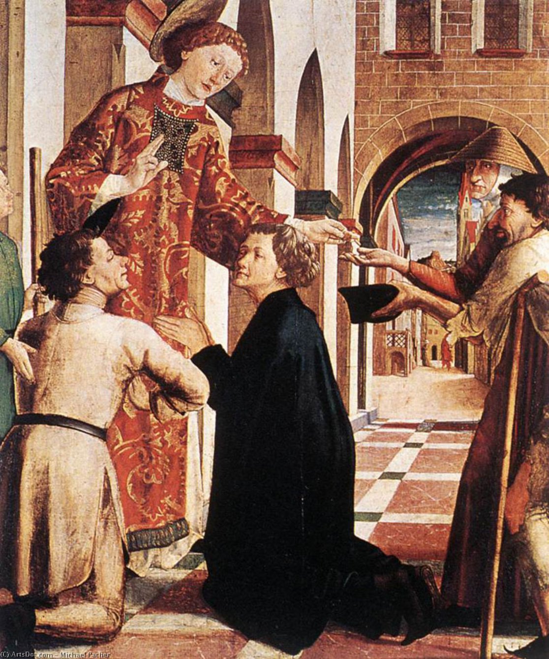 WikiOO.org - Encyclopedia of Fine Arts - Maalaus, taideteos Michael Pacher - St Lawrence Distributing the Alms