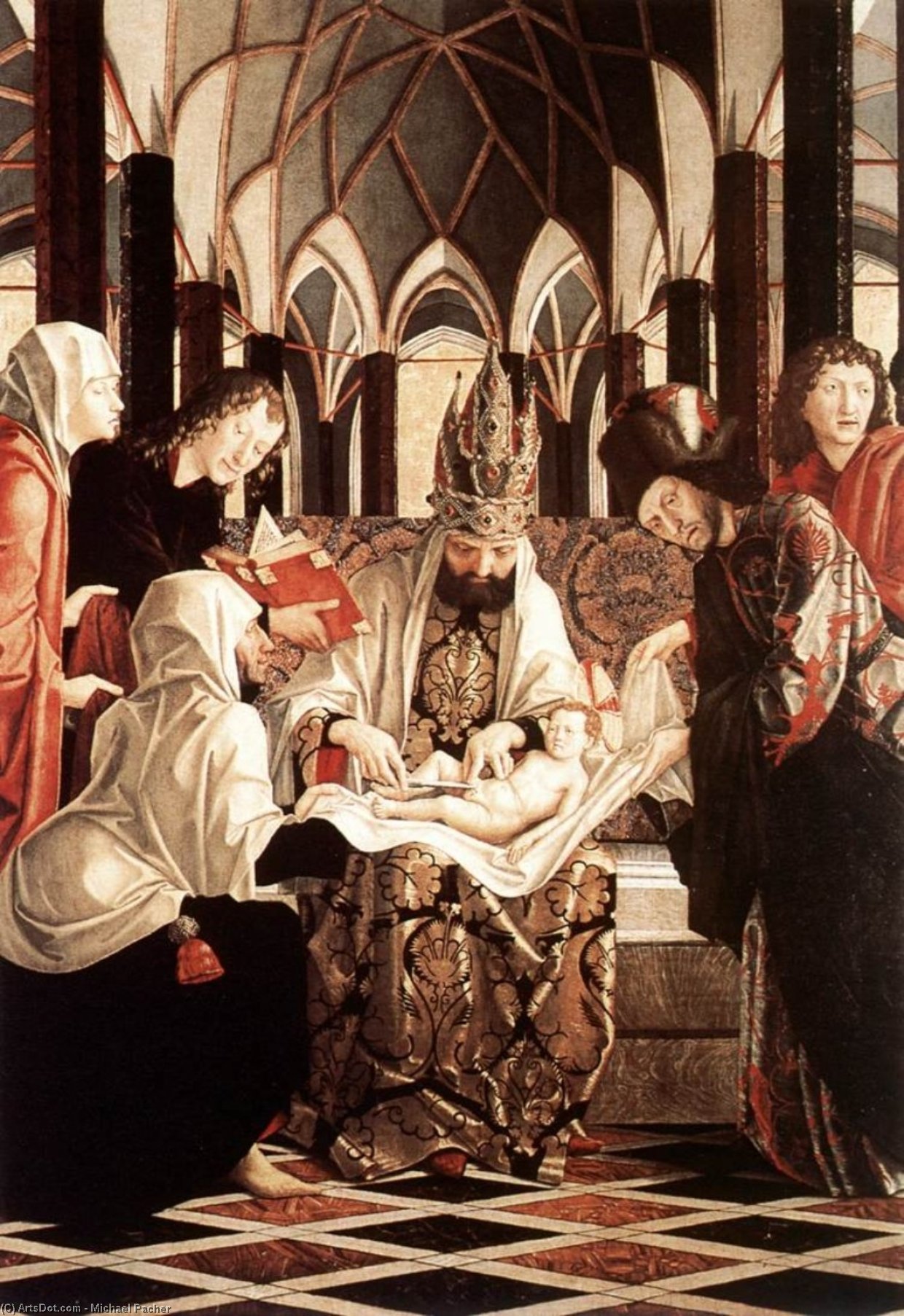 WikiOO.org - Encyclopedia of Fine Arts - Maalaus, taideteos Michael Pacher - St Wolfgang Altarpiece: Circumcision