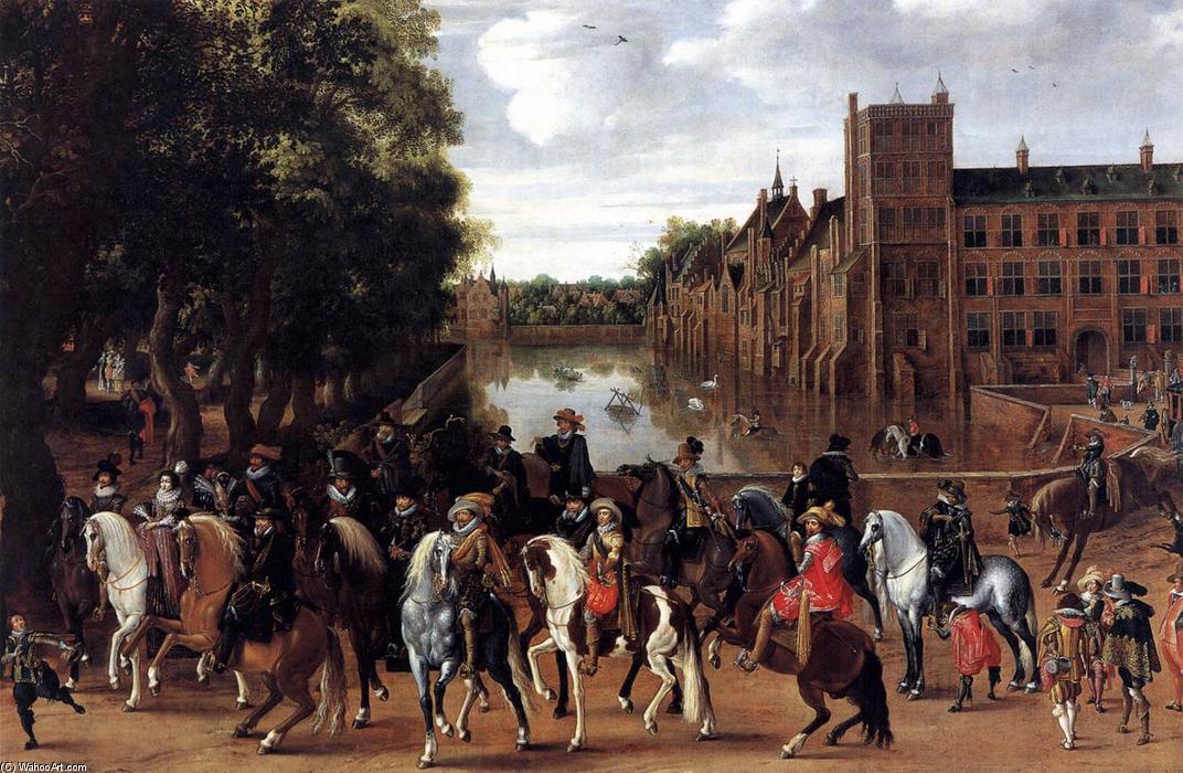 Wikioo.org - The Encyclopedia of Fine Arts - Painting, Artwork by Hendrick Ambrosius Packx - The Princes of Orange and Their Families Riding Out from the Buitenhof