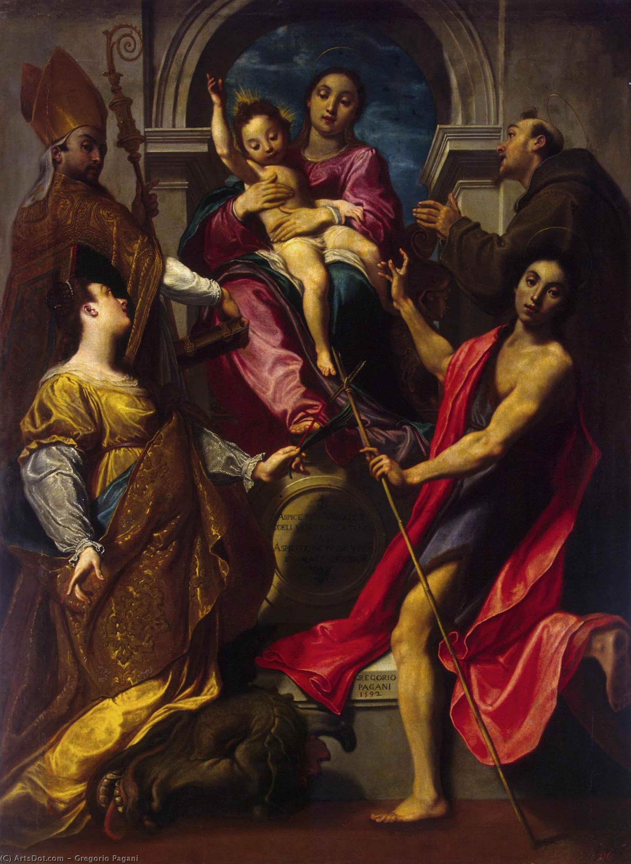 Wikioo.org - The Encyclopedia of Fine Arts - Painting, Artwork by Gregorio Pagani - Madonna and the Child with Saints