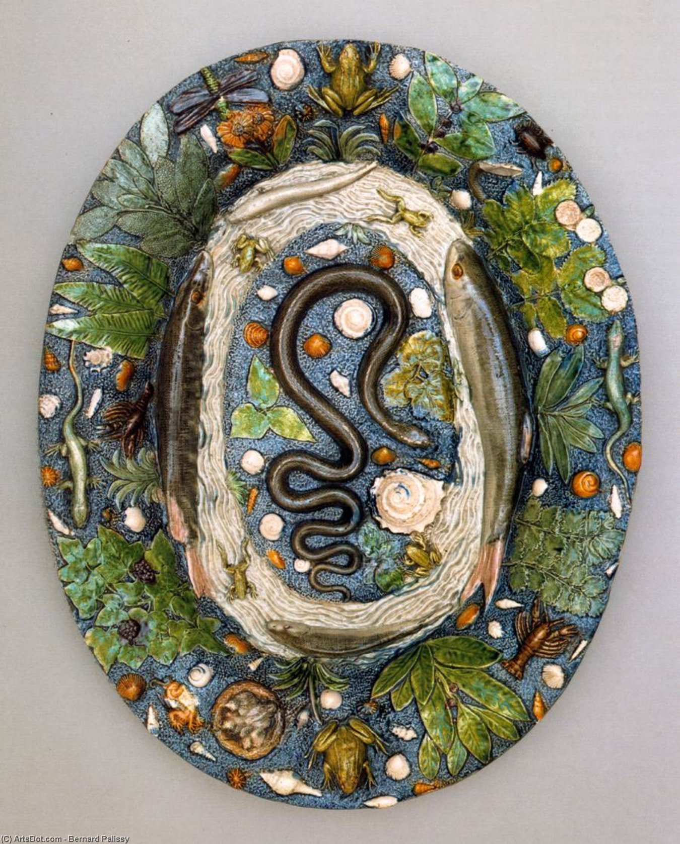 Wikioo.org - The Encyclopedia of Fine Arts - Painting, Artwork by Bernard Palissy - Foot-bowl in Rustic Style