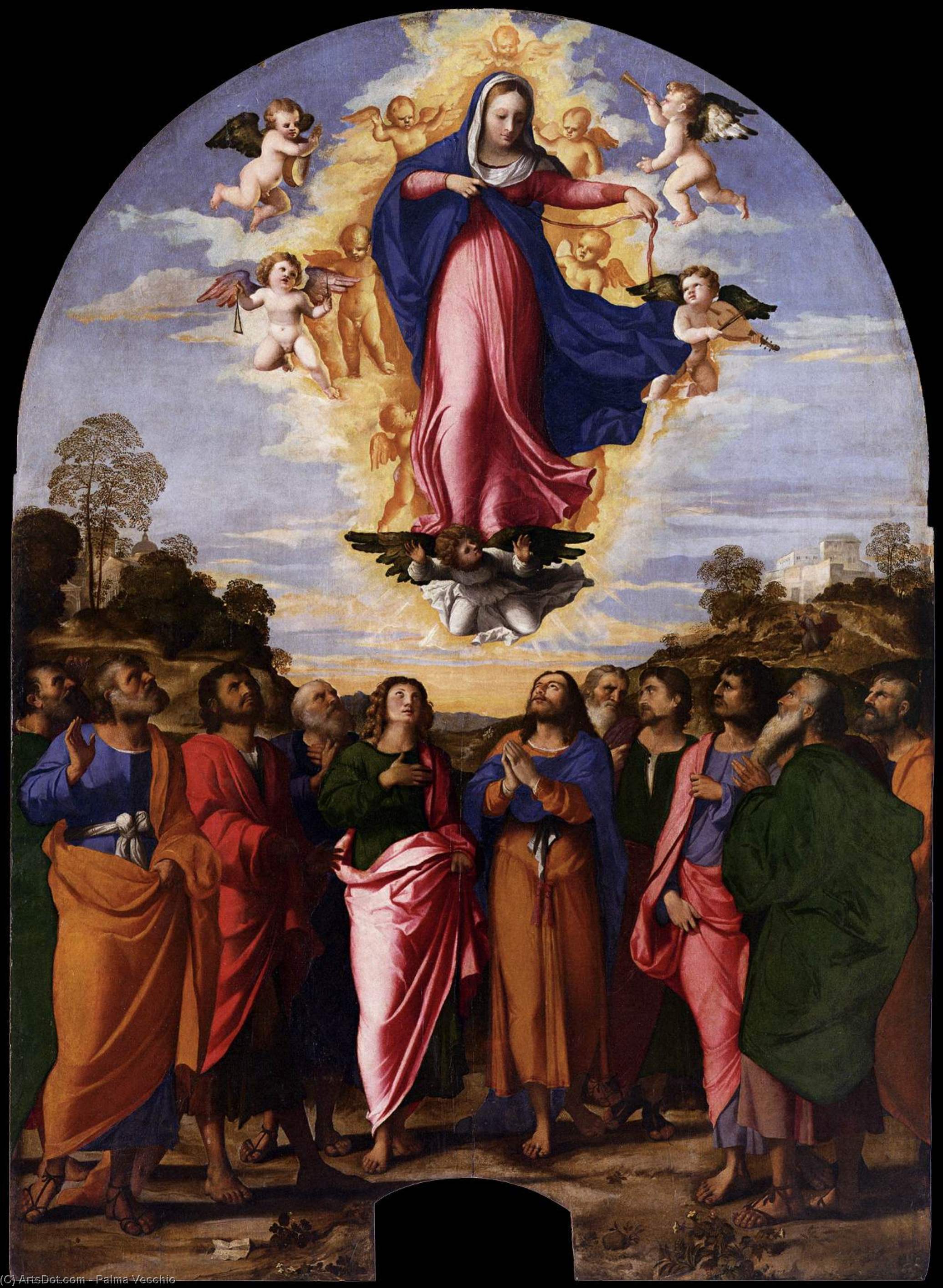 Wikioo.org - The Encyclopedia of Fine Arts - Painting, Artwork by Palma Vecchio - Assumption of Mary