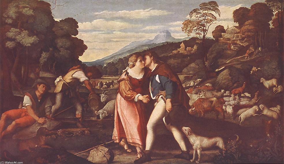 Wikioo.org – L'Enciclopedia delle Belle Arti - Pittura, Opere di Palma Vecchio - Giacobbe e Rachele