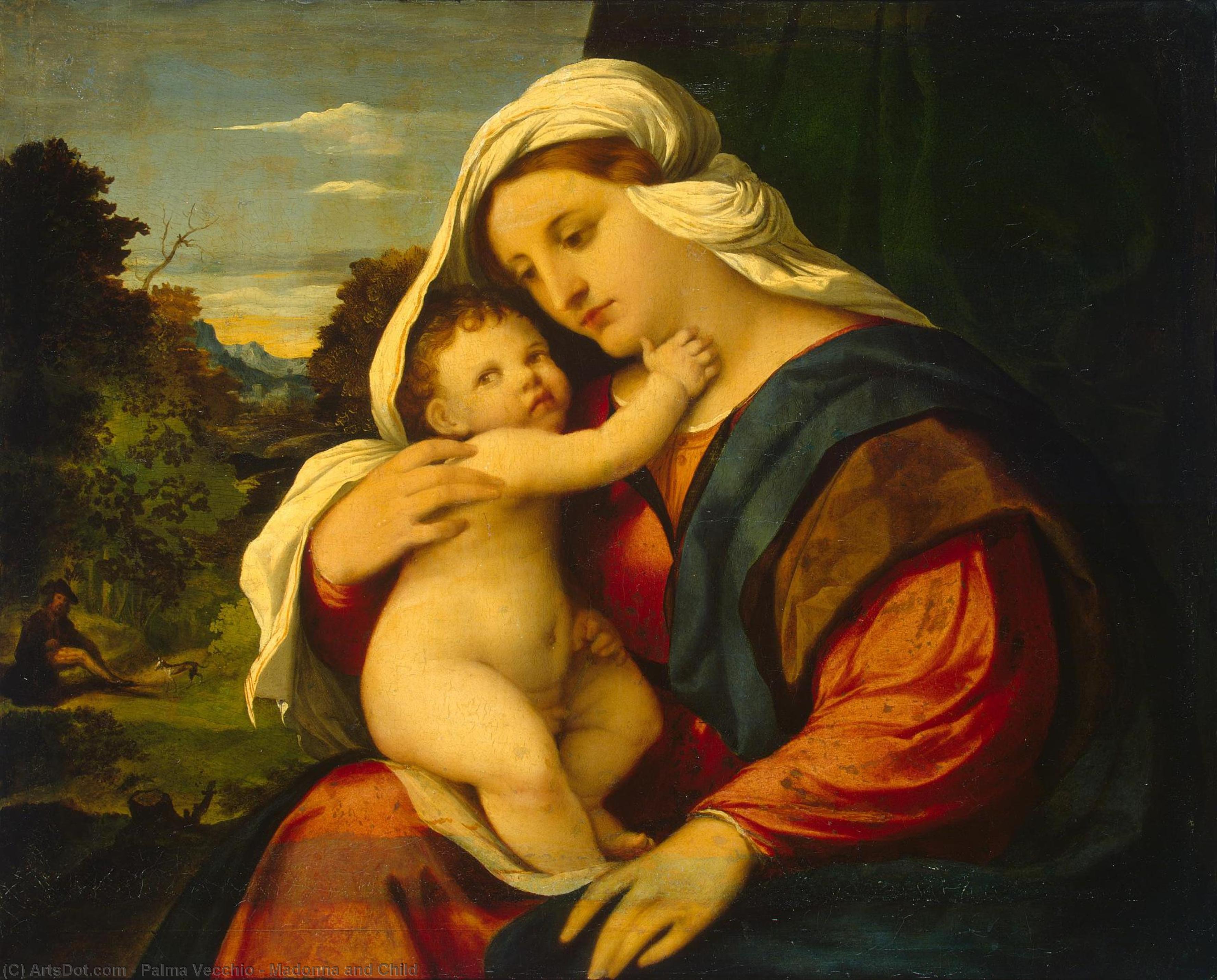 WikiOO.org – 美術百科全書 - 繪畫，作品 Palma Vecchio - 麦当娜和孩子