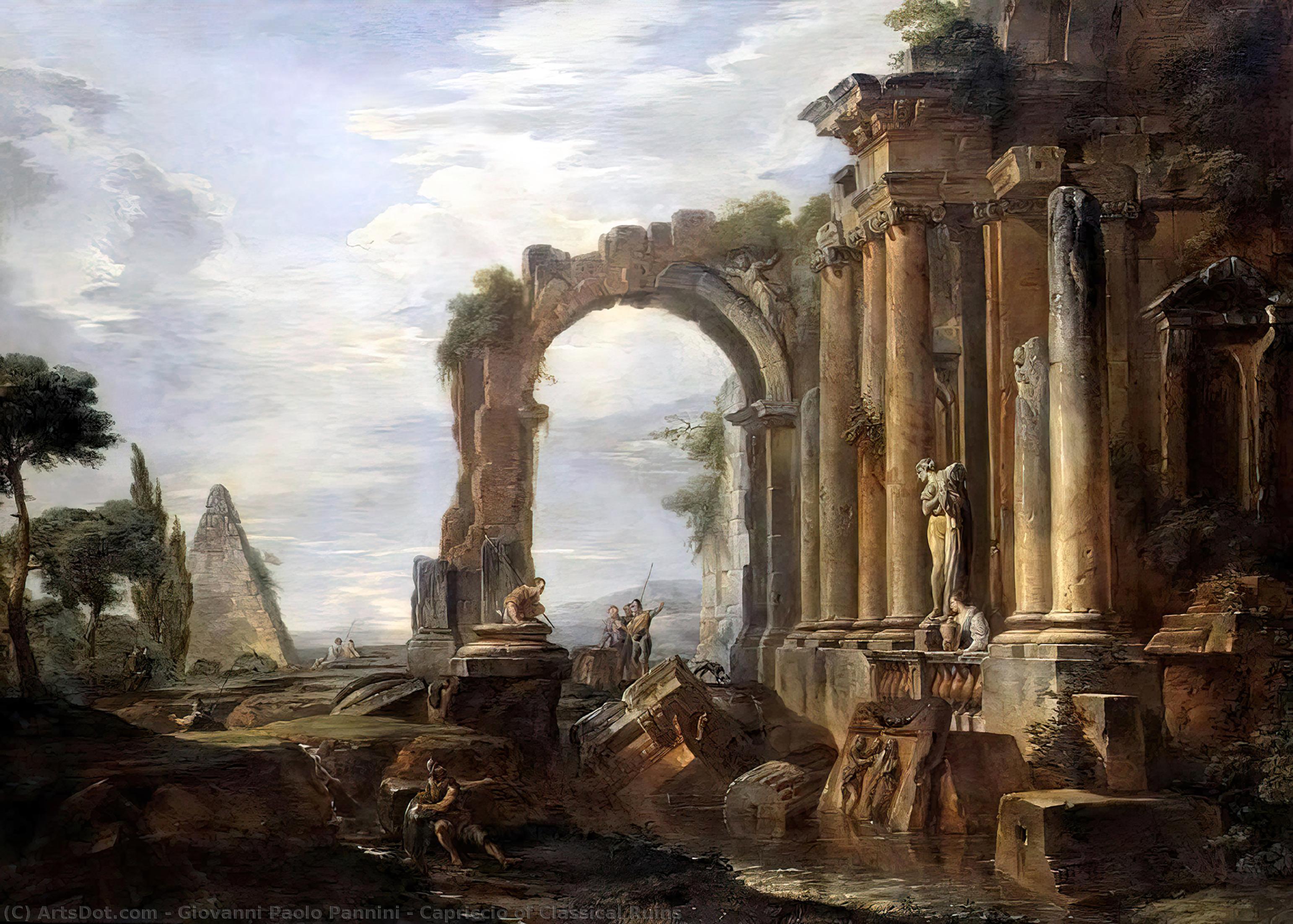 Wikioo.org - The Encyclopedia of Fine Arts - Painting, Artwork by Giovanni Paolo Pannini - Capriccio of Classical Ruins