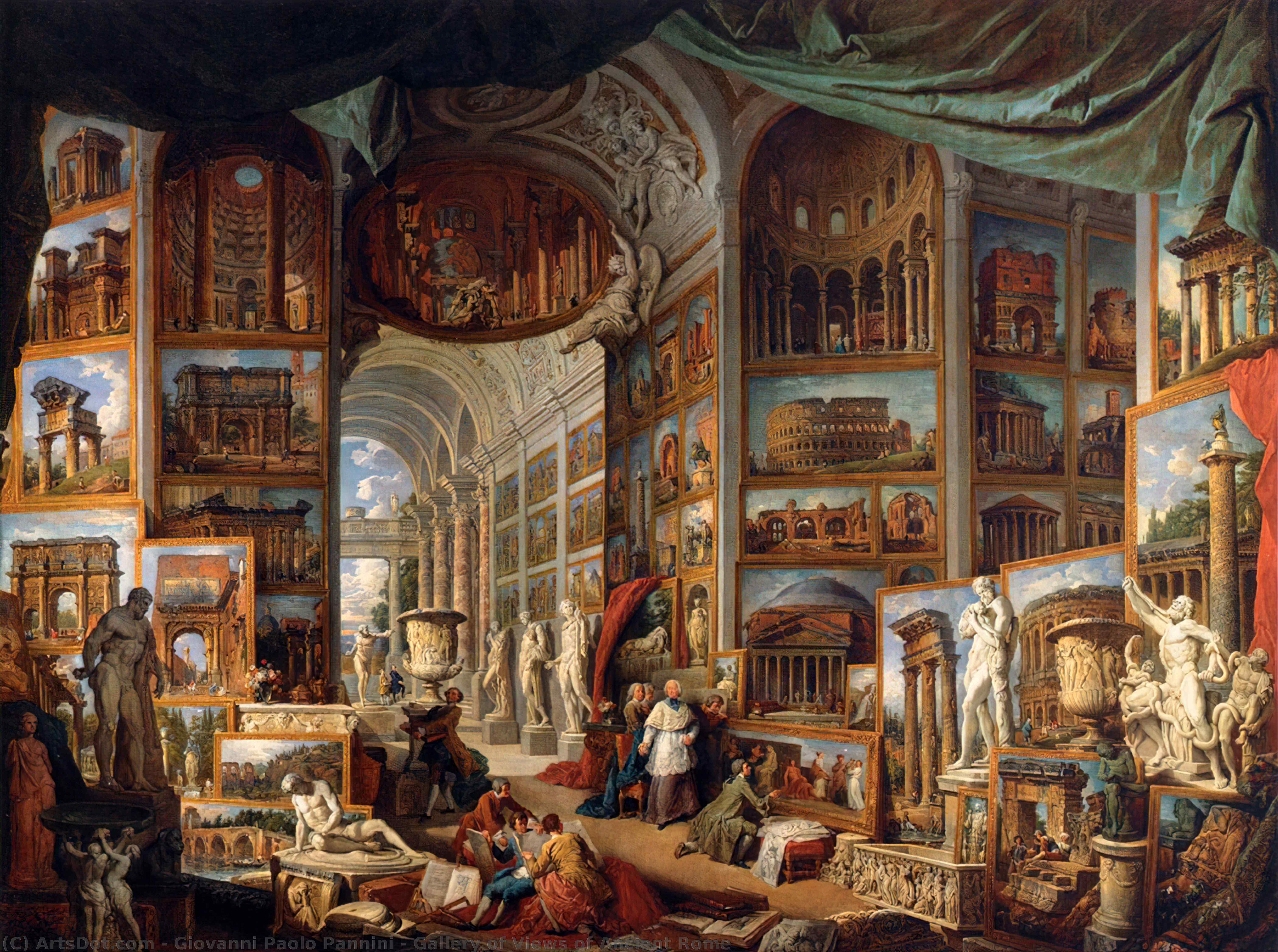 Wikioo.org - The Encyclopedia of Fine Arts - Painting, Artwork by Giovanni Paolo Pannini - Gallery of Views of Ancient Rome