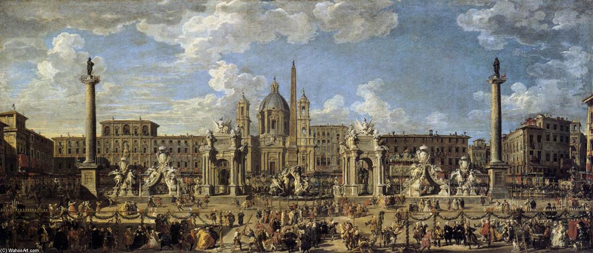 Wikioo.org - The Encyclopedia of Fine Arts - Painting, Artwork by Giovanni Paolo Pannini - Piazza Navona in Rome