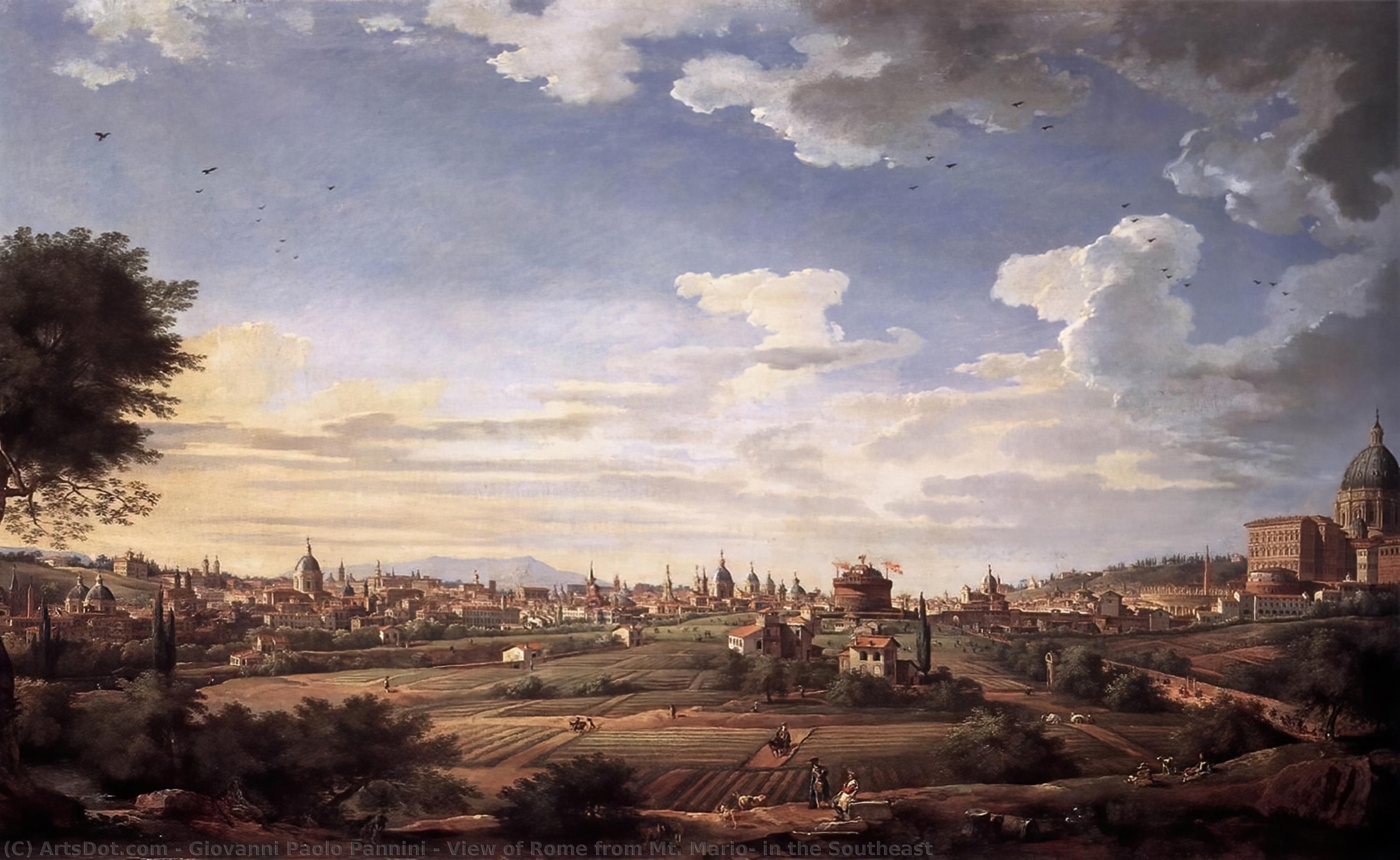 Wikioo.org - The Encyclopedia of Fine Arts - Painting, Artwork by Giovanni Paolo Pannini - View of Rome from Mt. Mario, in the Southeast