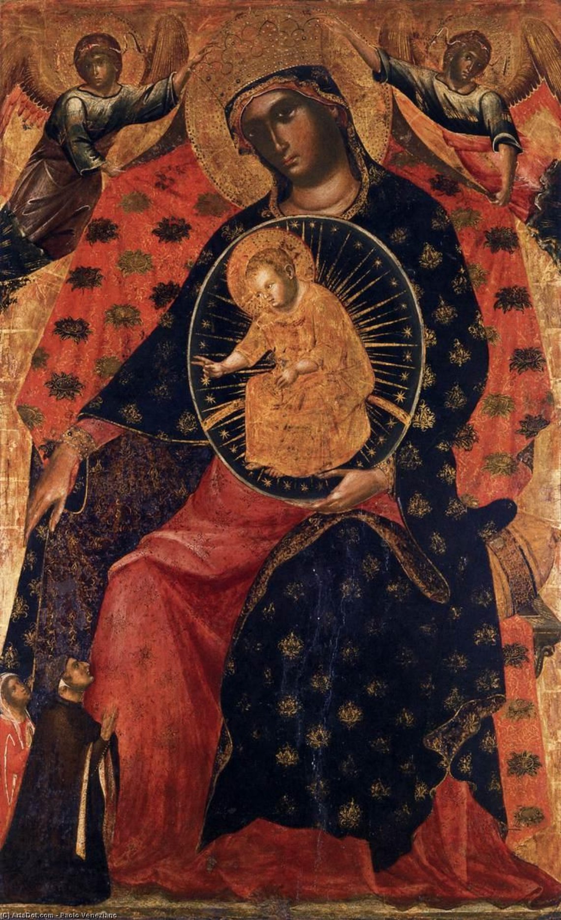 WikiOO.org - Enciklopedija dailės - Tapyba, meno kuriniai Paolo Veneziano - Madonna and Child with two Votaries