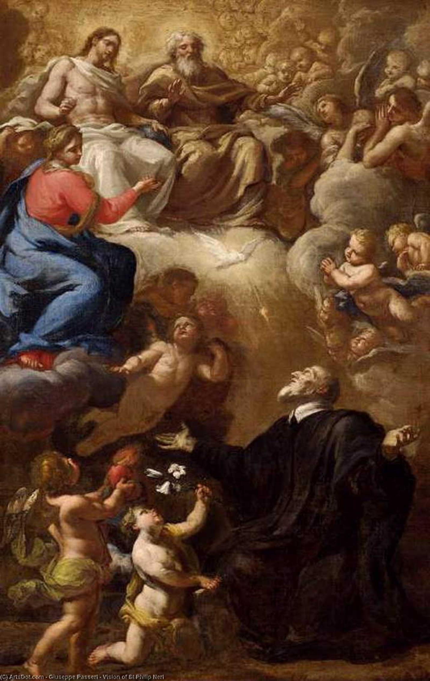 WikiOO.org - Encyclopedia of Fine Arts - Lukisan, Artwork Giuseppe Passeri - Vision of St Philip Neri