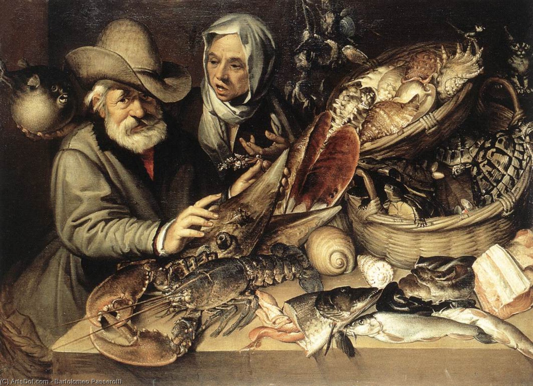 Wikioo.org – L'Encyclopédie des Beaux Arts - Peinture, Oeuvre de Bartolomeo Passarotti - Le Fishmonger's Boutique