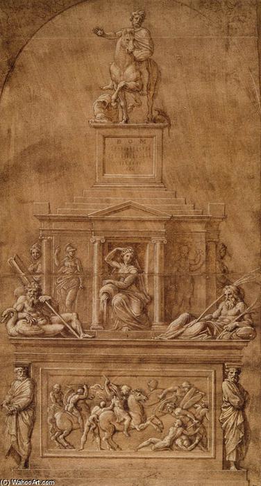 WikiOO.org - Εγκυκλοπαίδεια Καλών Τεχνών - Ζωγραφική, έργα τέχνης Giovan Francesco Penni - Design for the funerary monument of Francesco Gonzaga