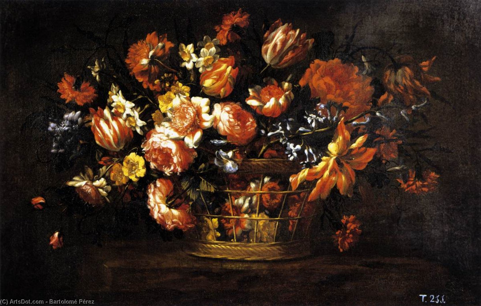 WikiOO.org - Encyclopedia of Fine Arts - Maleri, Artwork Bartolomé Pérez - Basket of Flowers