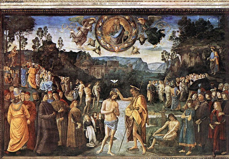 WikiOO.org - 百科事典 - 絵画、アートワーク Vannucci Pietro (Le Perugin) - キリストの洗礼