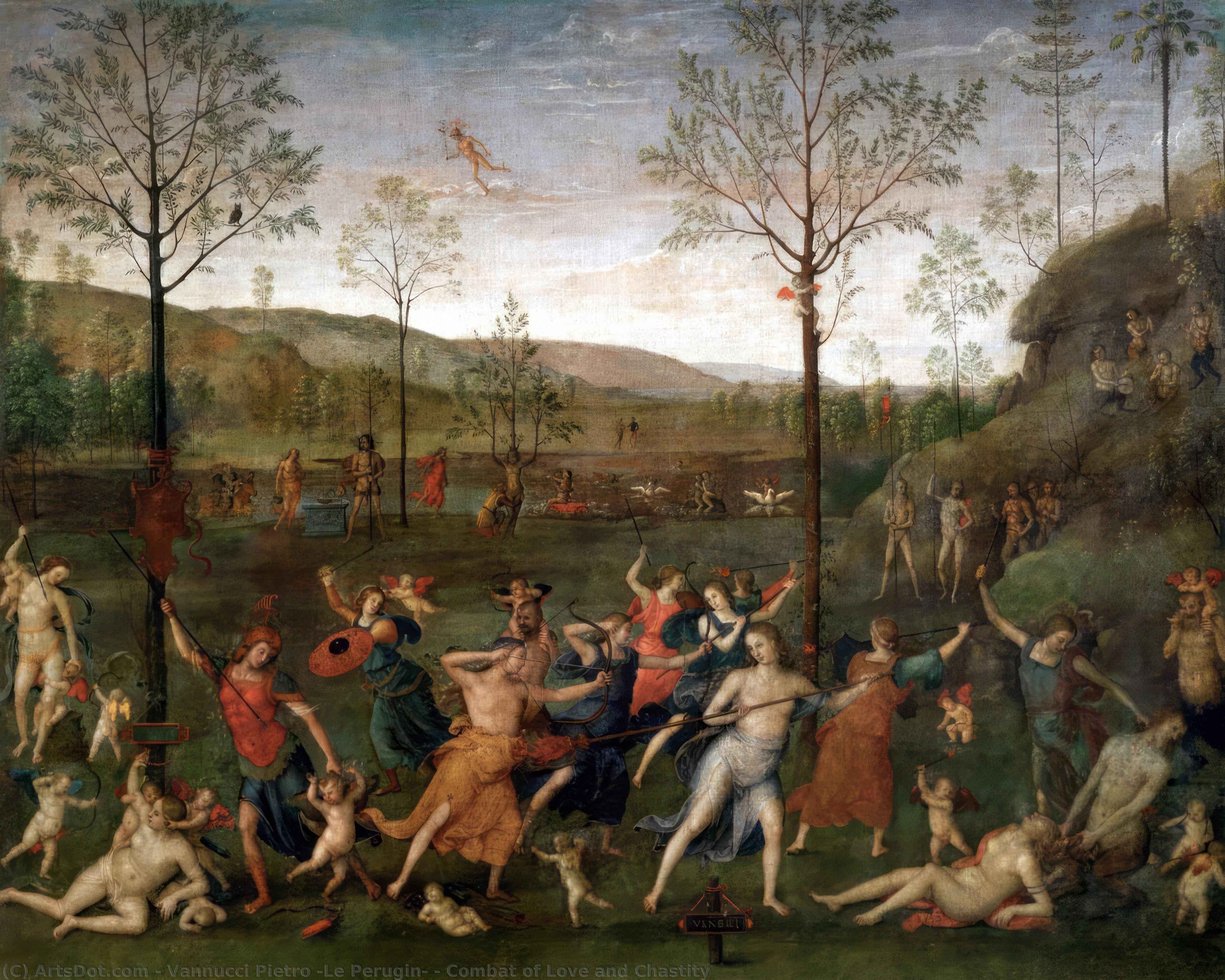 WikiOO.org - Enciclopedia of Fine Arts - Pictura, lucrări de artă Vannucci Pietro (Le Perugin) - Combat of Love and Chastity