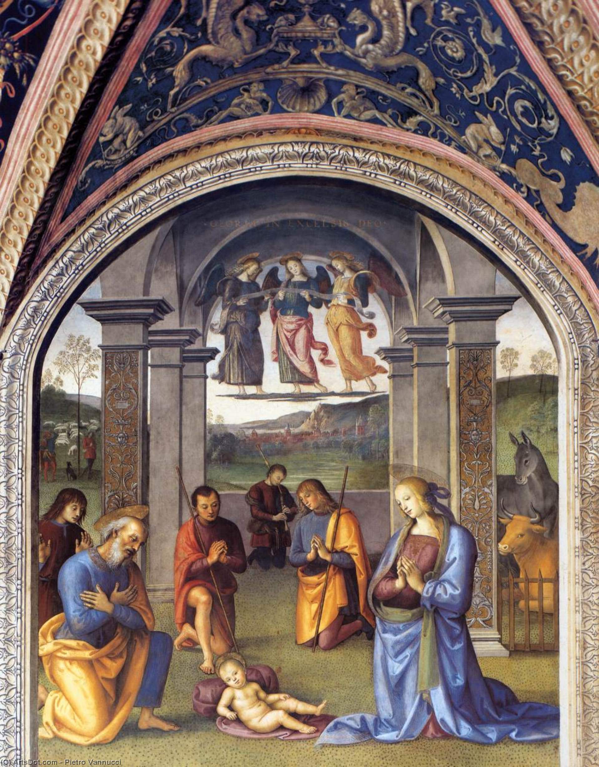 WikiOO.org - 百科事典 - 絵画、アートワーク Vannucci Pietro (Le Perugin) - キリストの降誕