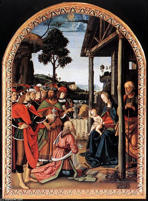 Wikioo.org - The Encyclopedia of Fine Arts - Painting, Artwork by Vannucci Pietro (Le Perugin) - The Adoration of the Magi (Epiphany)