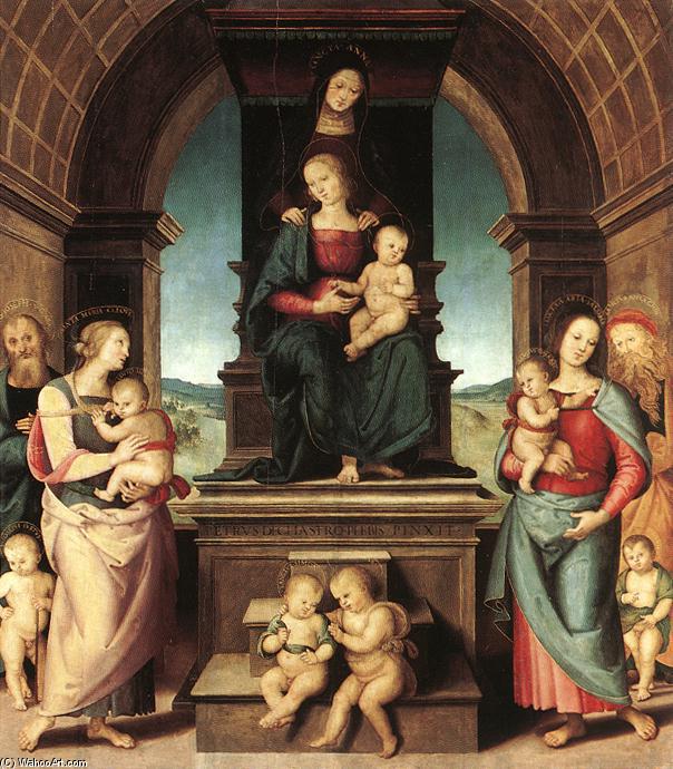 Wikioo.org – L'Encyclopédie des Beaux Arts - Peinture, Oeuvre de Vannucci Pietro (Le Perugin) - le famille de à l Madone