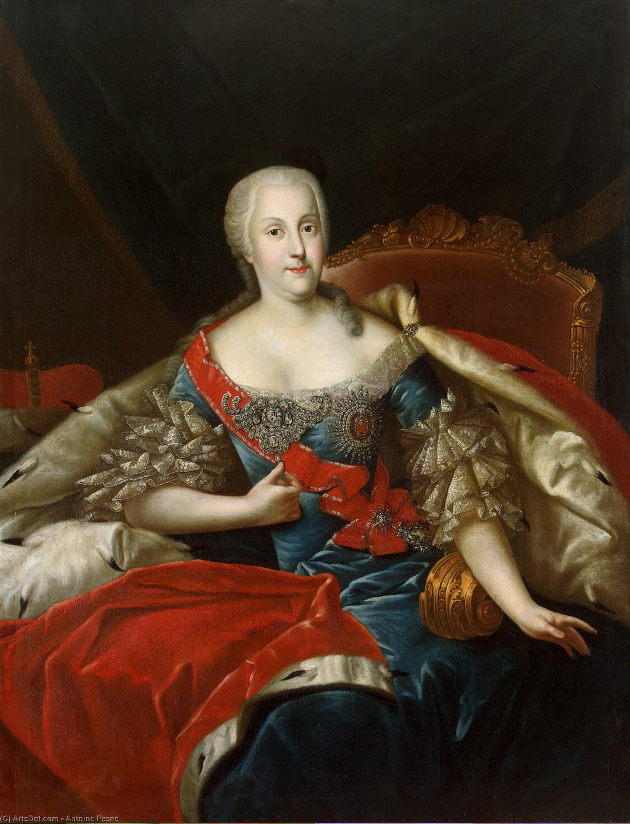 WikiOO.org - Εγκυκλοπαίδεια Καλών Τεχνών - Ζωγραφική, έργα τέχνης Antoine Pesne - Portrait of Johanna Elisabeth, Princess of Anhalt-Zerbst