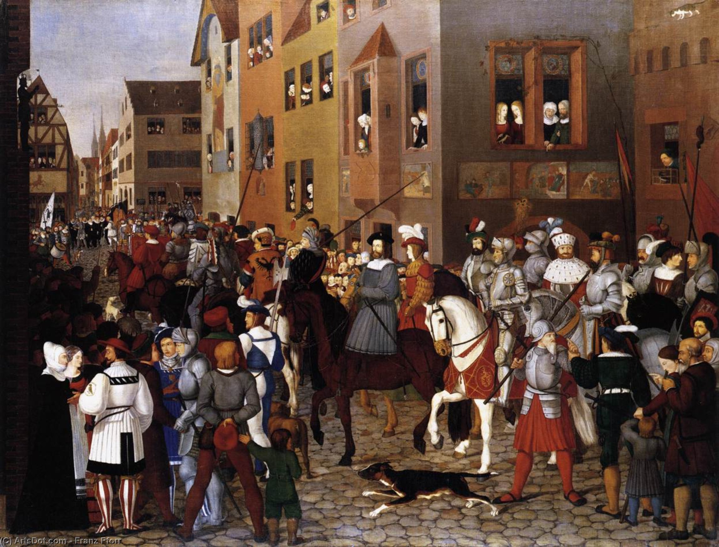 Wikioo.org - The Encyclopedia of Fine Arts - Painting, Artwork by Franz Pforr - The Entry of Emperor Rudolf of Habsburg into Basel