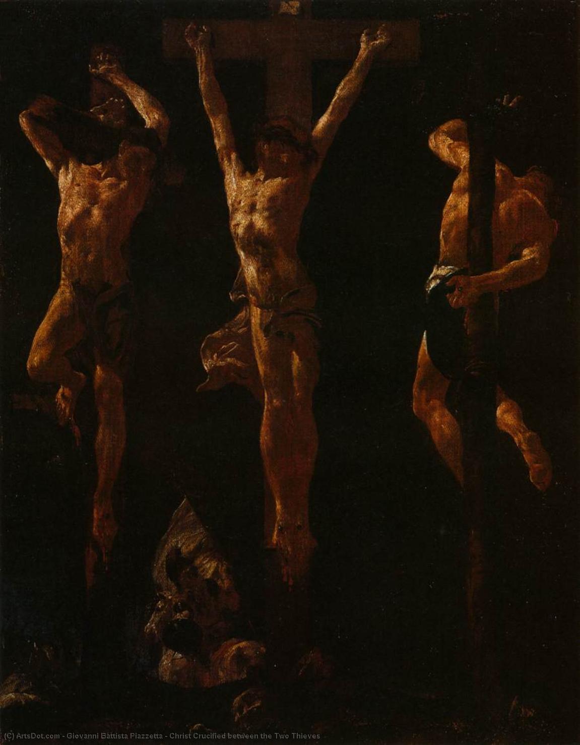 Wikioo.org – L'Enciclopedia delle Belle Arti - Pittura, Opere di Giovanni Battista Piazzetta - Cristo crocifisso tra  dopodomani  due  Ladri