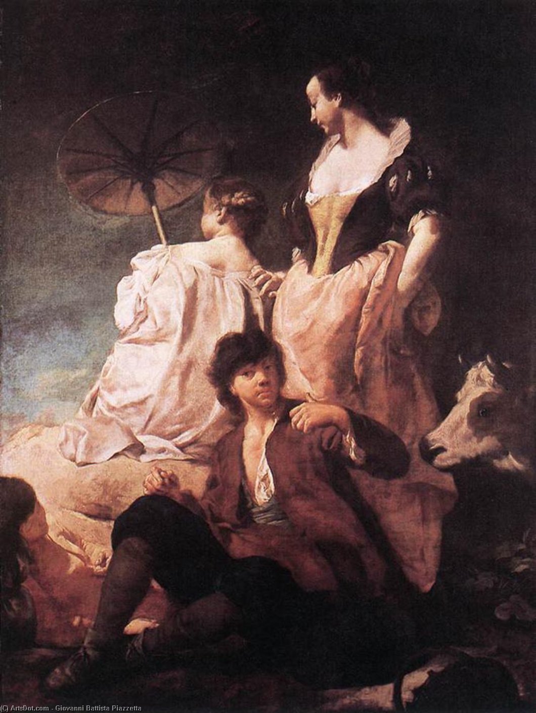 Wikioo.org - The Encyclopedia of Fine Arts - Painting, Artwork by Giovanni Battista Piazzetta - Idyll at the Coast