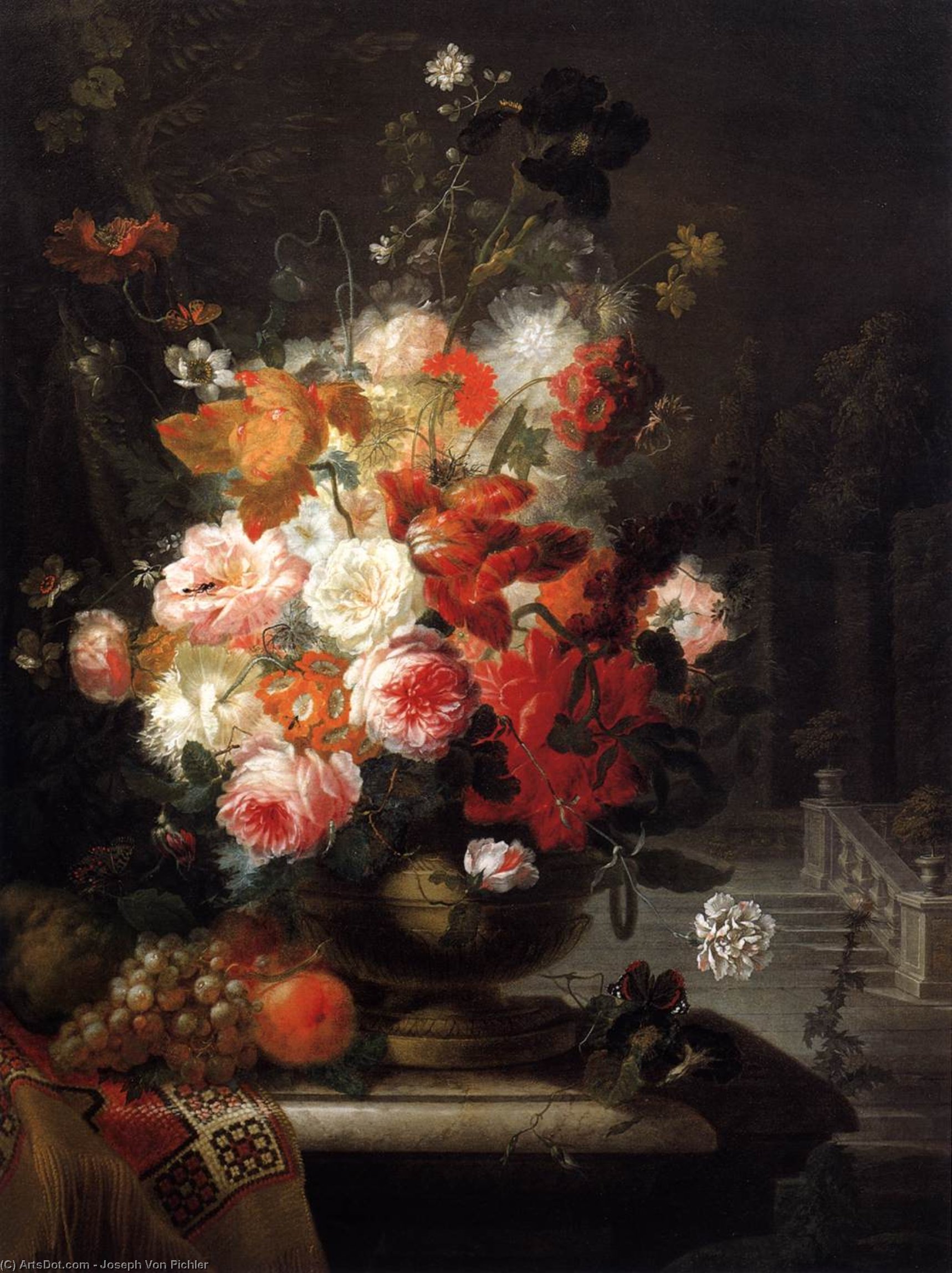 Wikioo.org - The Encyclopedia of Fine Arts - Painting, Artwork by Joseph Von Pichler - Flower Piece