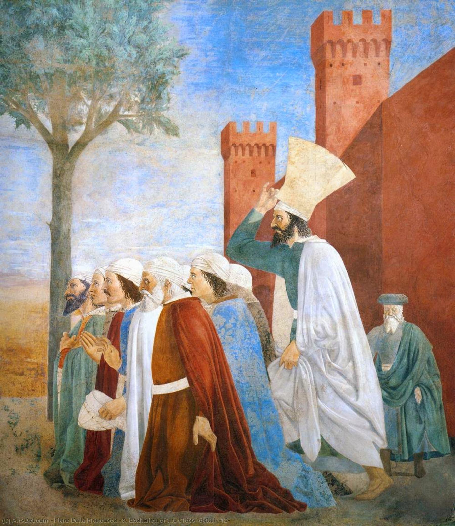 Wikioo.org – La Enciclopedia de las Bellas Artes - Pintura, Obras de arte de Piero Della Francesca - 9  la exaltación  todaclasede  el  Cruzar  Detalle  12