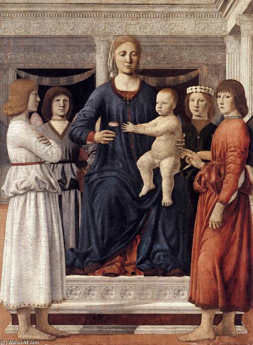 WikiOO.org – 美術百科全書 - 繪畫，作品 Piero Della Francesca - 麦当娜和孩子 出席  通过  天使
