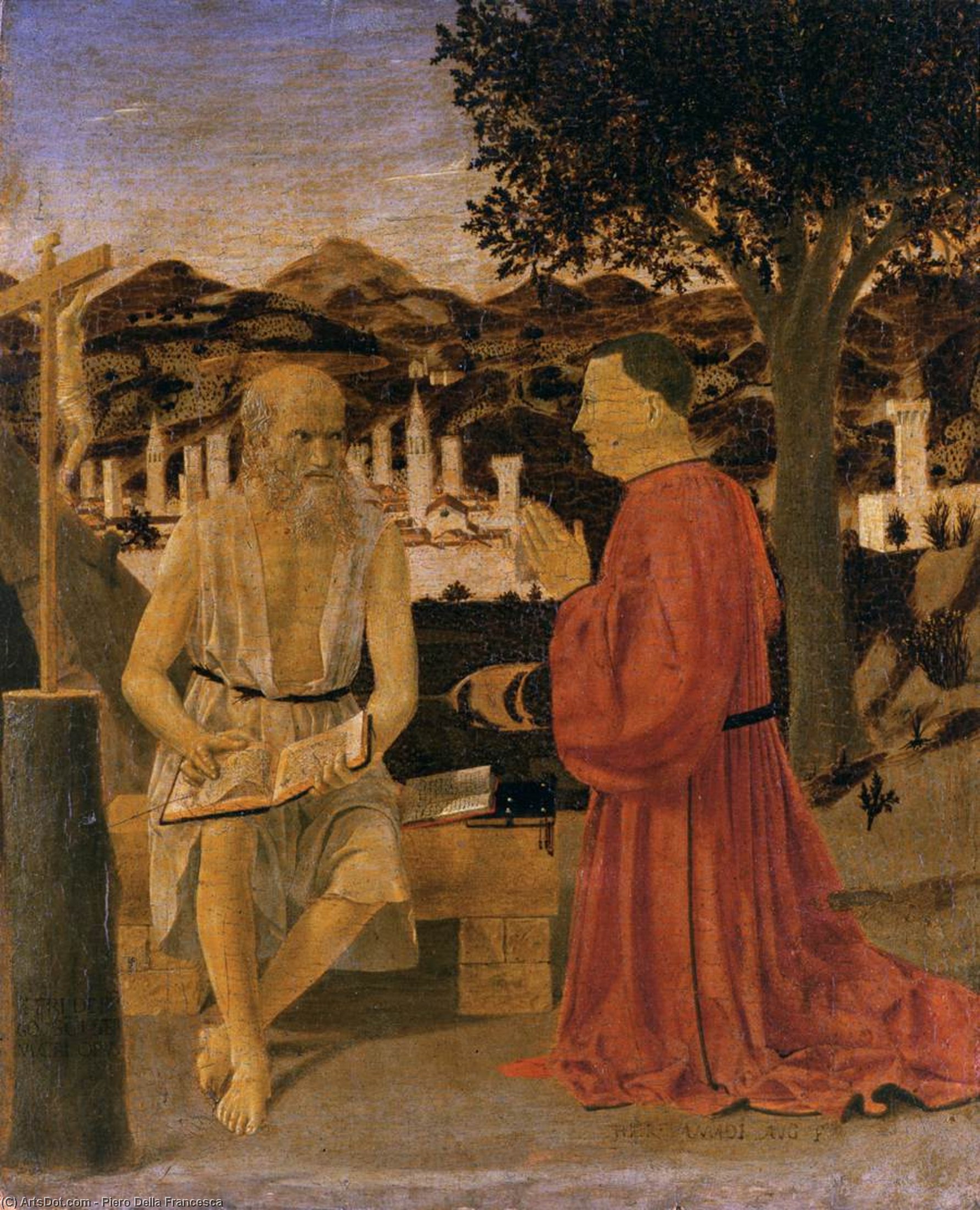 Wikioo.org – L'Enciclopedia delle Belle Arti - Pittura, Opere di Piero Della Francesca - san girolamo e le  Un  donatore