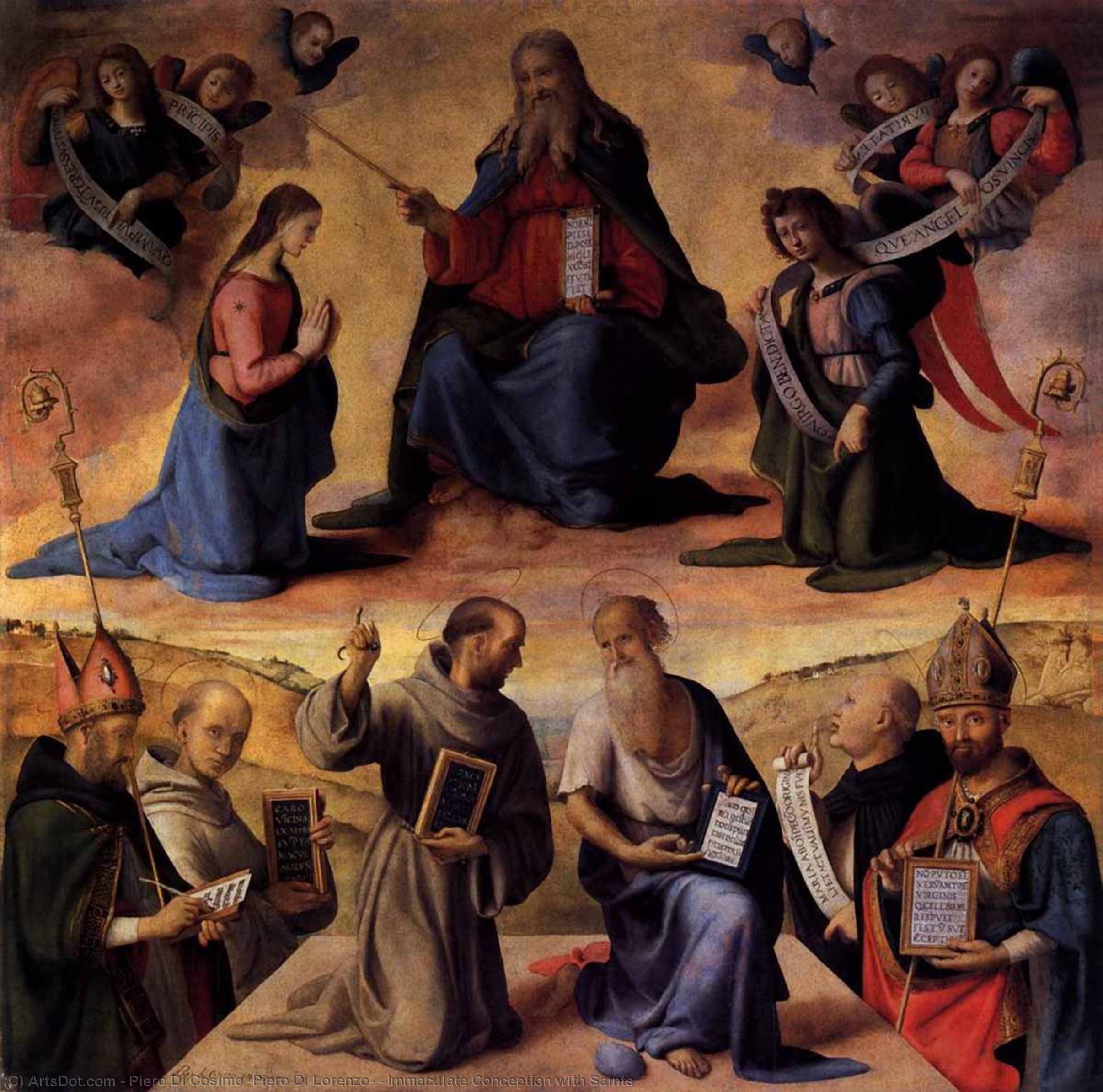 Wikioo.org – L'Enciclopedia delle Belle Arti - Pittura, Opere di Piero Di Cosimo (Piero Di Lorenzo) - Immacolata Concezione con  santi