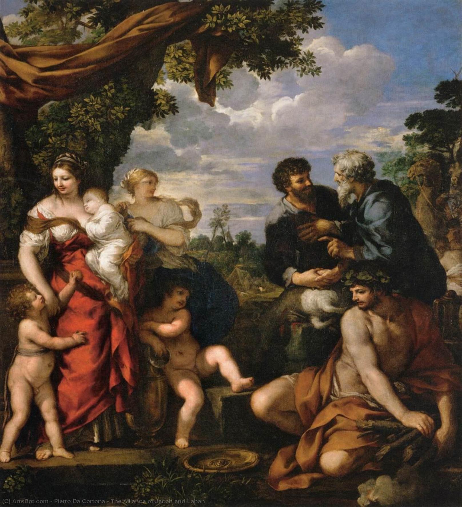 Wikioo.org – L'Encyclopédie des Beaux Arts - Peinture, Oeuvre de Pietro Da Cortona - l'alliance de jacob et laban