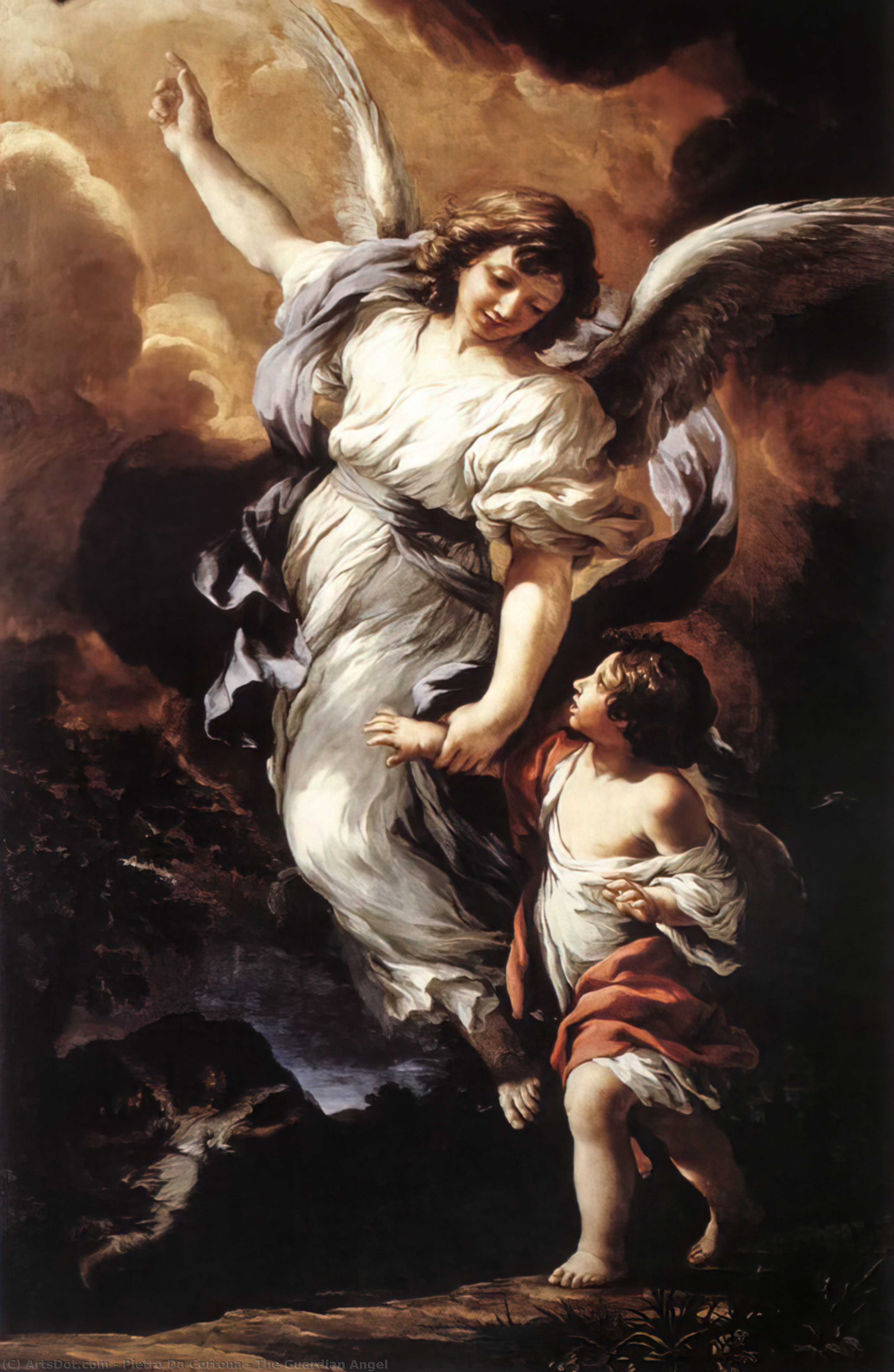 Wikioo.org - Encyklopedia Sztuk Pięknych - Malarstwo, Grafika Pietro Da Cortona - The Guardian Angel