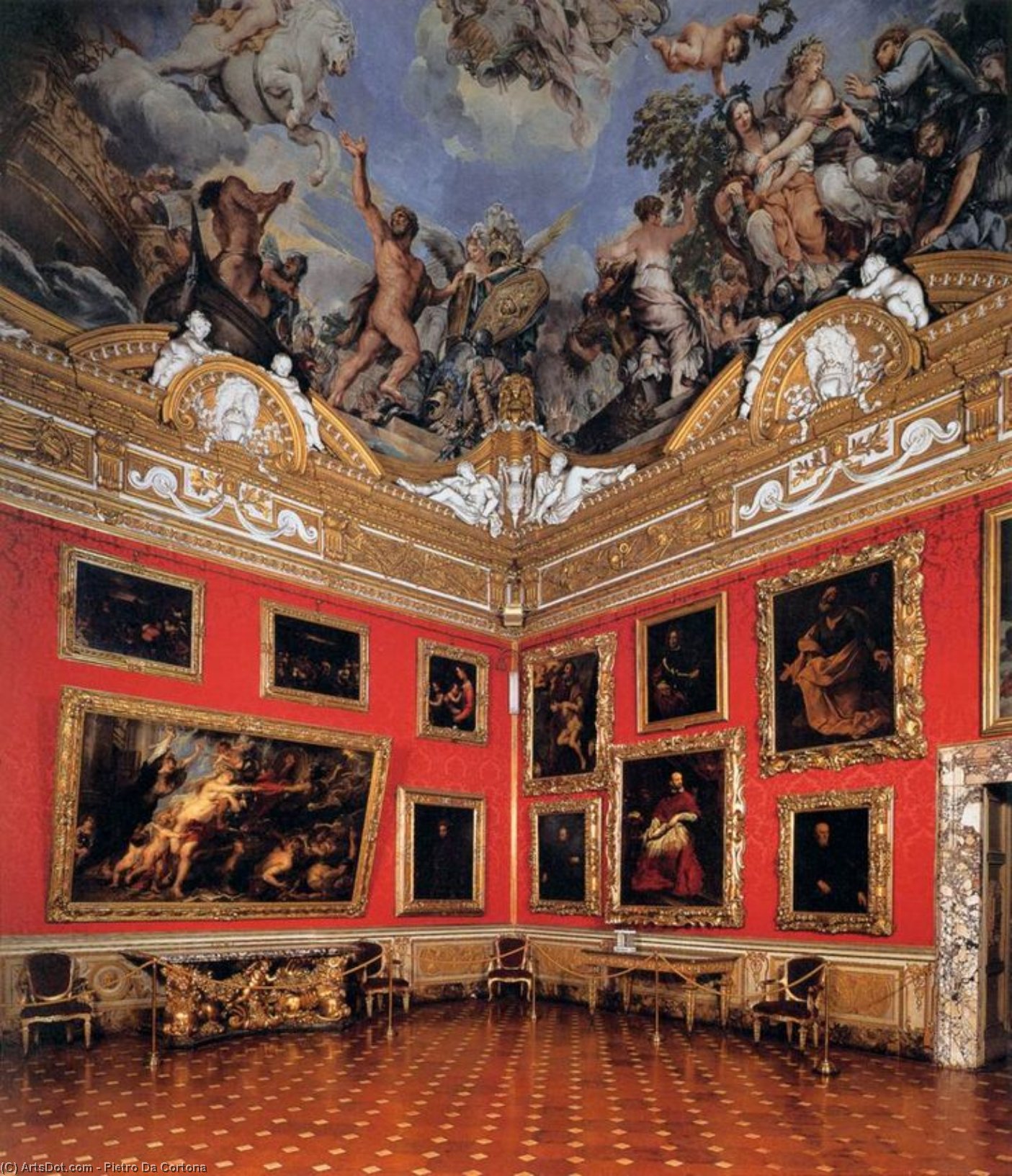 Wikioo.org - The Encyclopedia of Fine Arts - Painting, Artwork by Pietro Da Cortona - View of the Hall of Mars