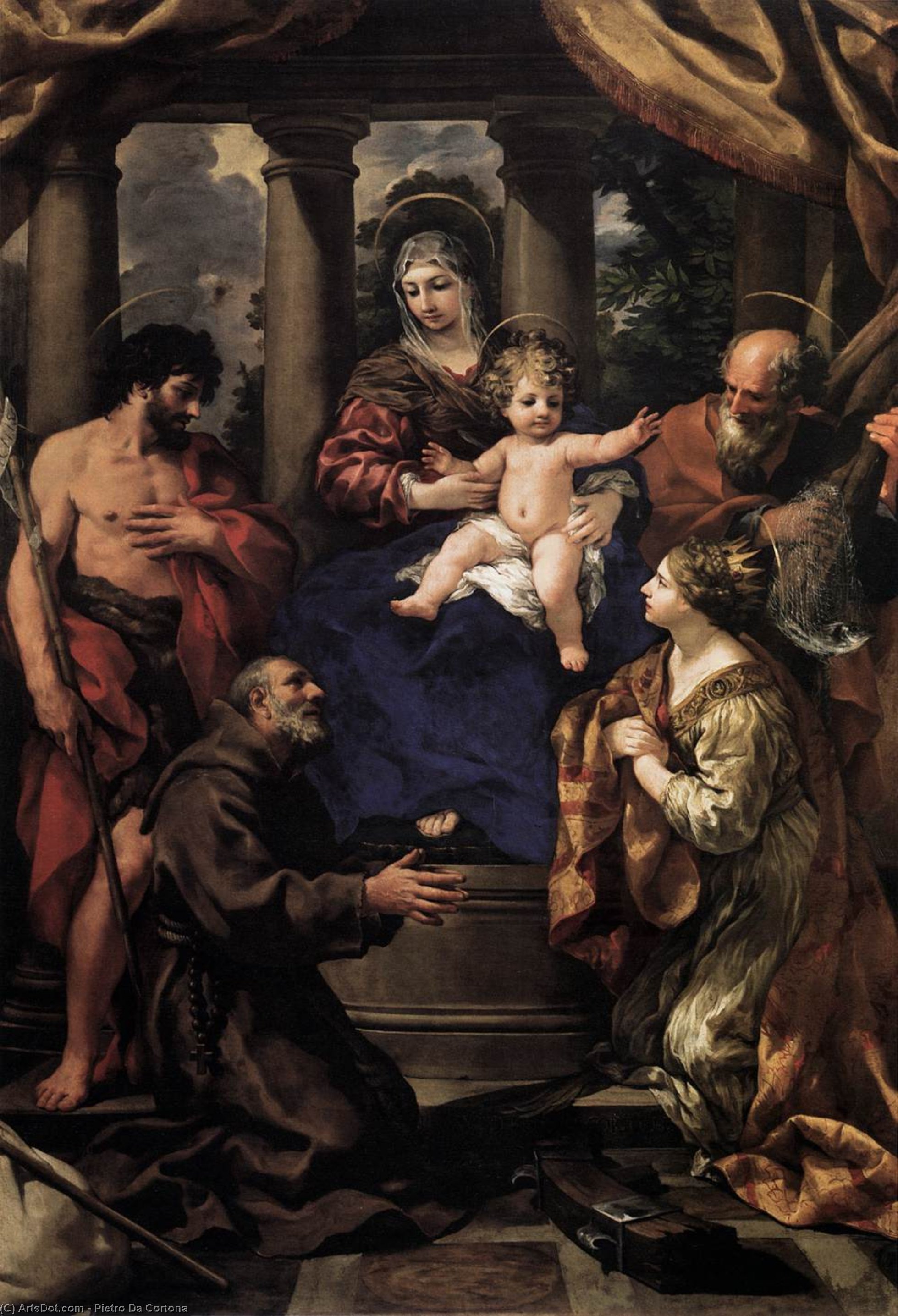 Wikioo.org - The Encyclopedia of Fine Arts - Painting, Artwork by Pietro Da Cortona - Virgin and Child with Saints