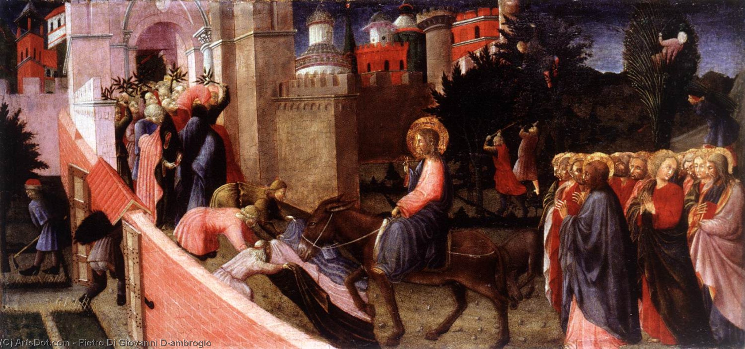 Wikioo.org - The Encyclopedia of Fine Arts - Painting, Artwork by Pietro Di Giovanni D'ambrogio - Entry of Christ to Jerusalem